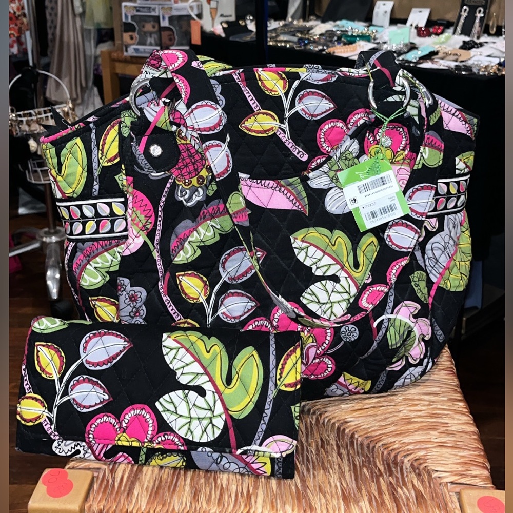 Vera Bradley Moon Blooms Shoulder Bag and matching wallet